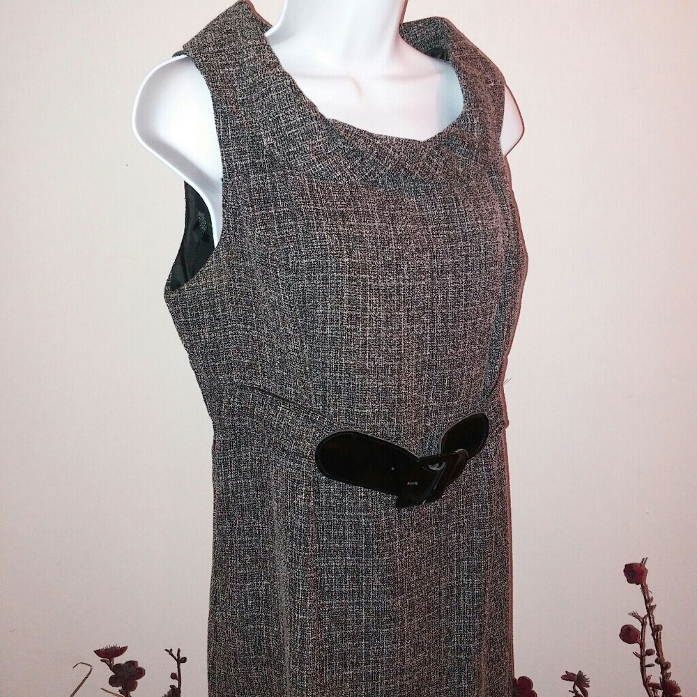 Studio Sleeveless Black, Gray, and White Dress